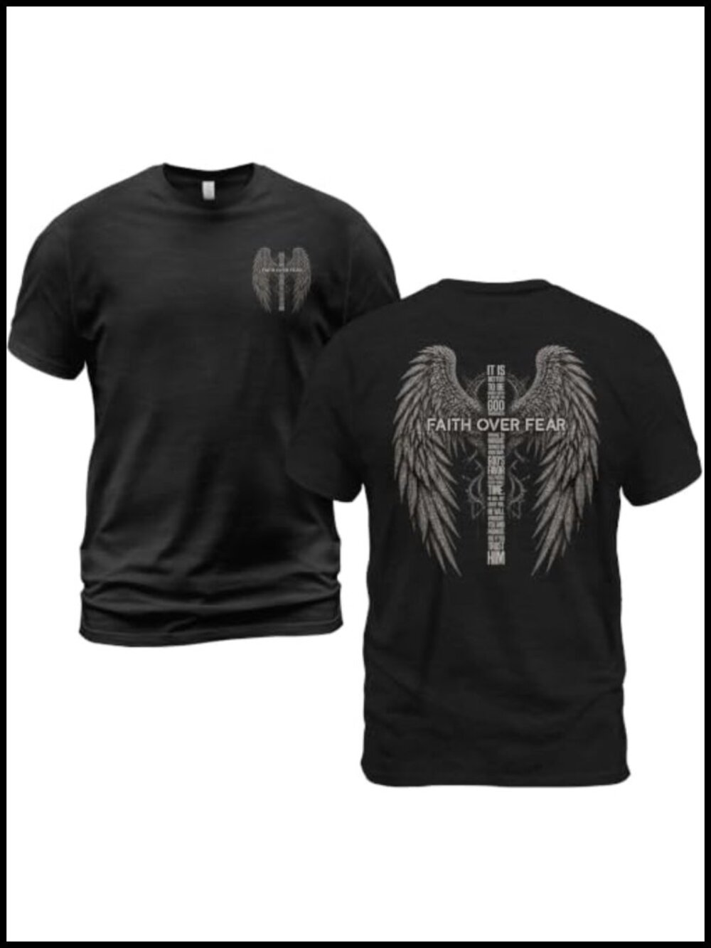 Faith Over Fear Graphic Tee Men Christian Cotton Crewneck T-Shirt